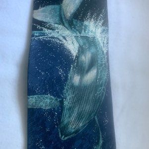 Vintage Wild Kingdom 100% Silk “Humpback Whale Glory” Tie 1998 MARC DENNIS